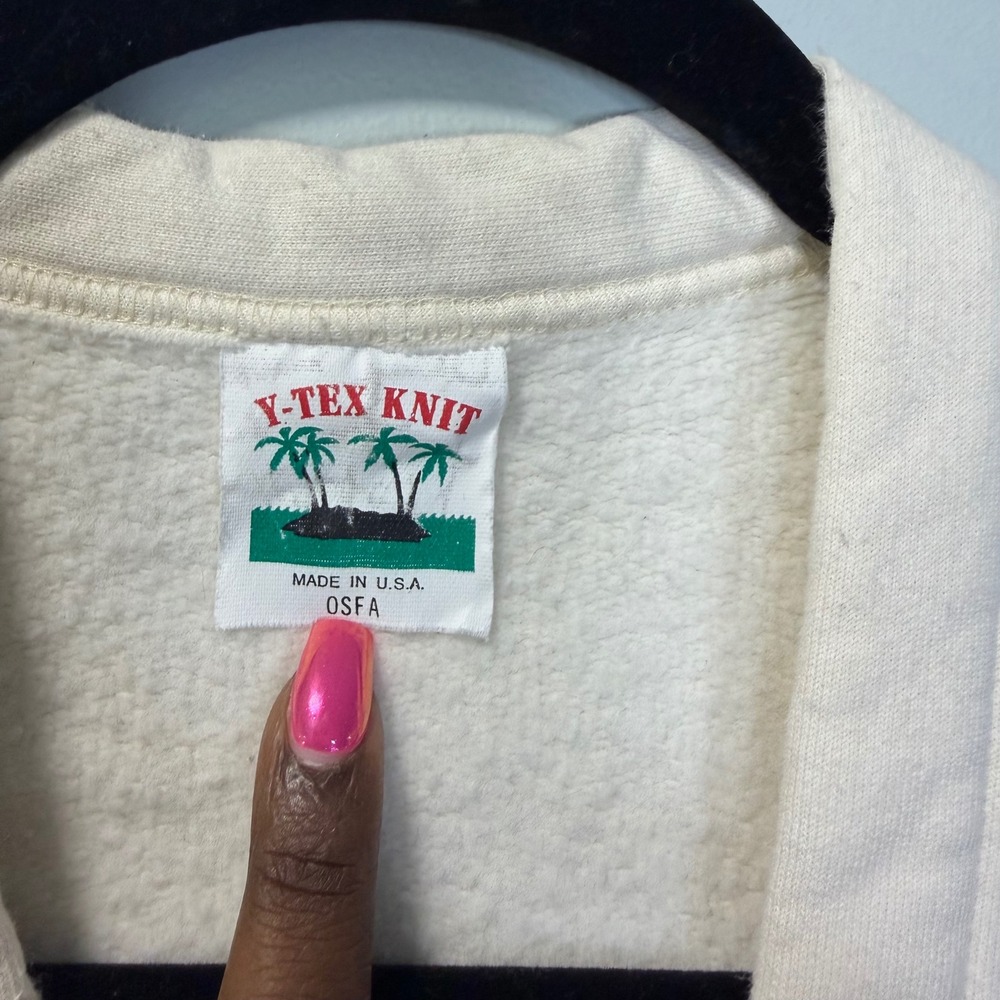 Y-Tex Knit Vintage Christmas Birdhouse Sweatshirt Cardigan Off White OSFA USA - Picture 2 of 8